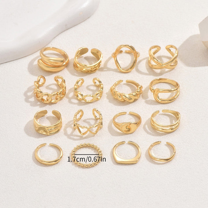 BowLift | 16pc Adjustable Geometric Ring Set