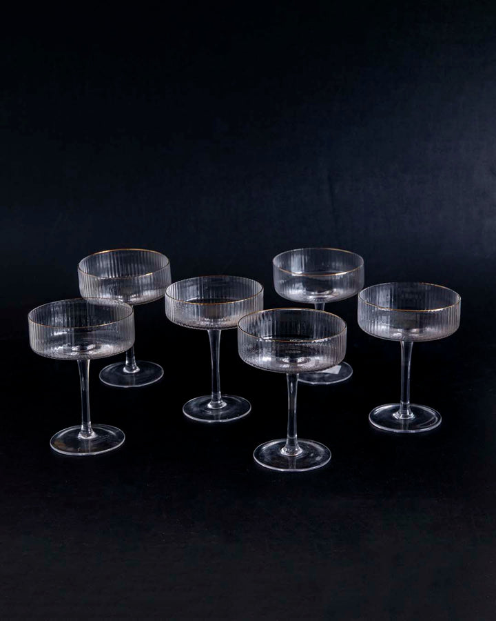 BowLift | Ribbed Coupe Cocktail Glasses - Set of 6