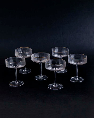BowLift | Ribbed Coupe Cocktail Glasses - Set of 6