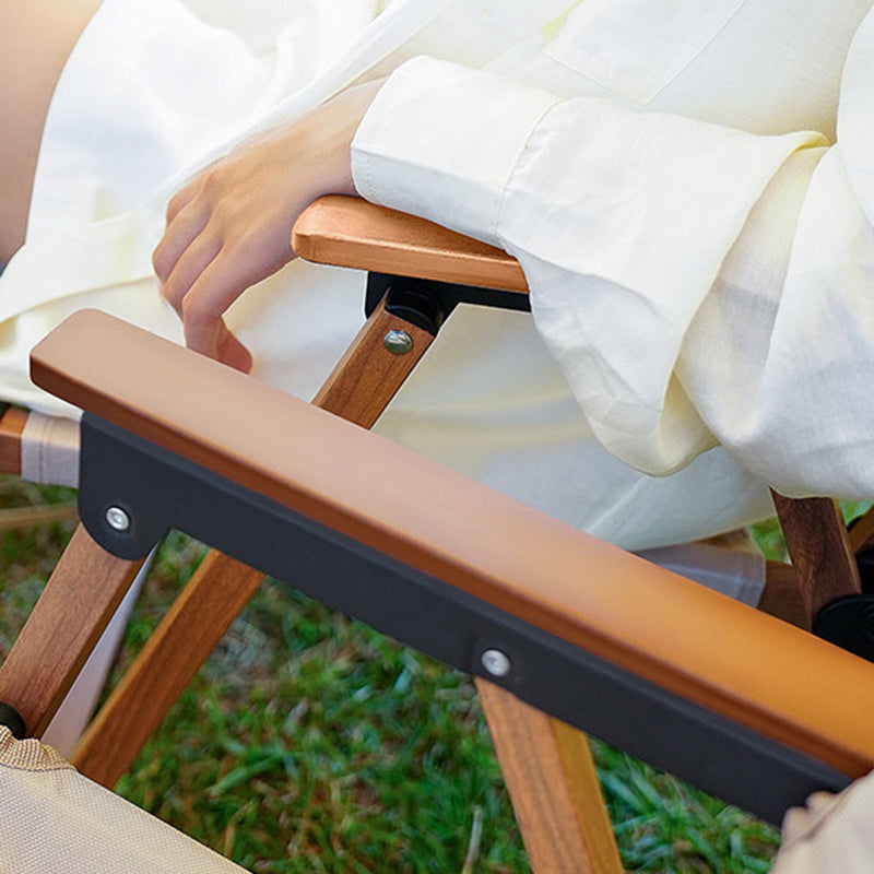 Modern Minimalist Square Fabric Carbon Steel Beech Wood Backrest Armrest Folding Chair For Outdoor | Bowlift