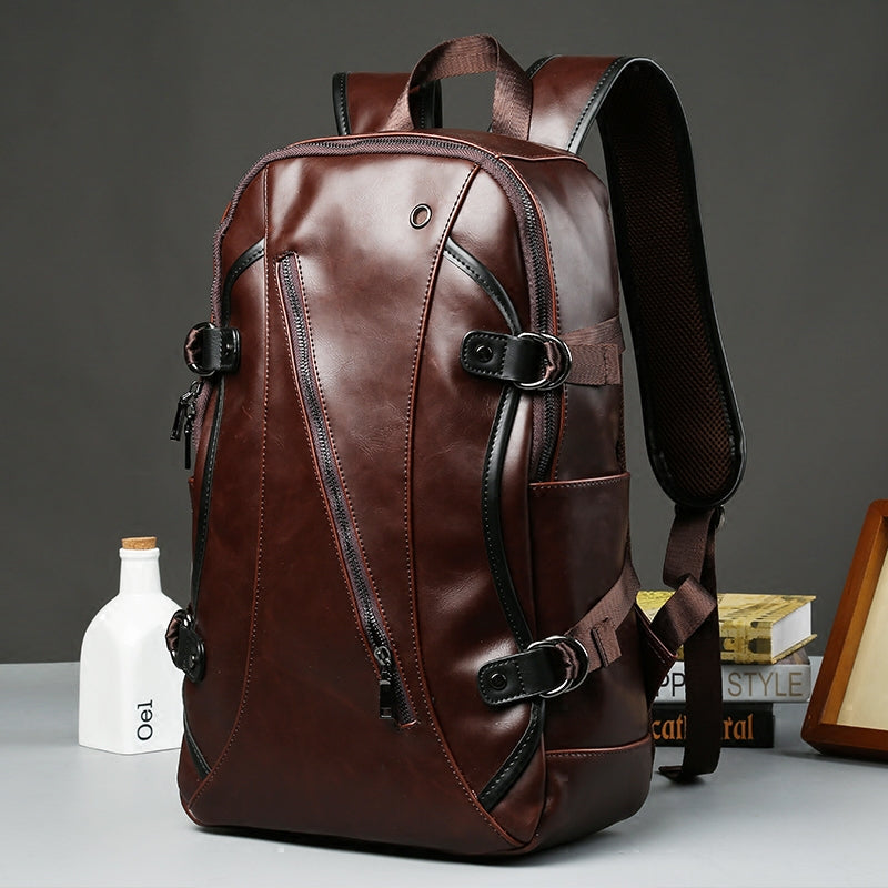 BowLift | Brown Business Leather Backpack, with Easy-to-carry Top Handle for Travel, Work and Outdoors