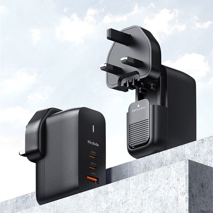 BowLift | 65W Phone Charger with 2 USB-C & 1 USB-A Ports, for Phone & Laptop