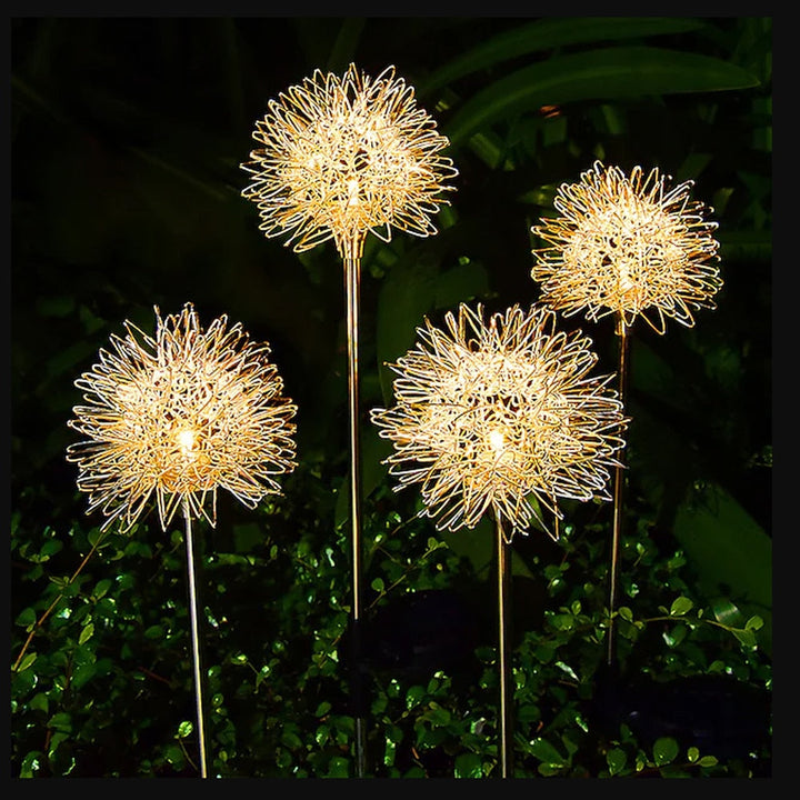 Solar LED Garden Light (2 pieces) Dandelion Design with Spike | Bowlift