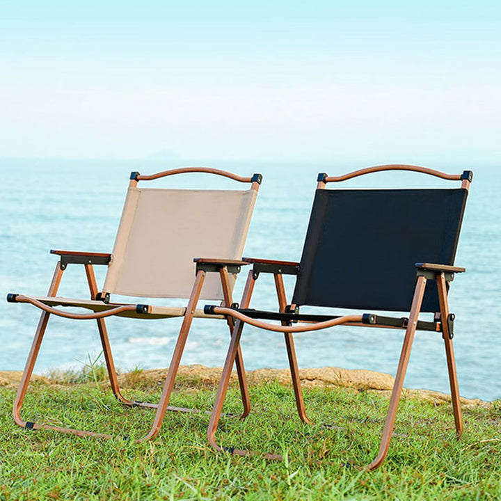 Modern Minimalist Square Fabric Carbon Steel Beech Wood Backrest Armrest Folding Chair For Outdoor | Bowlift