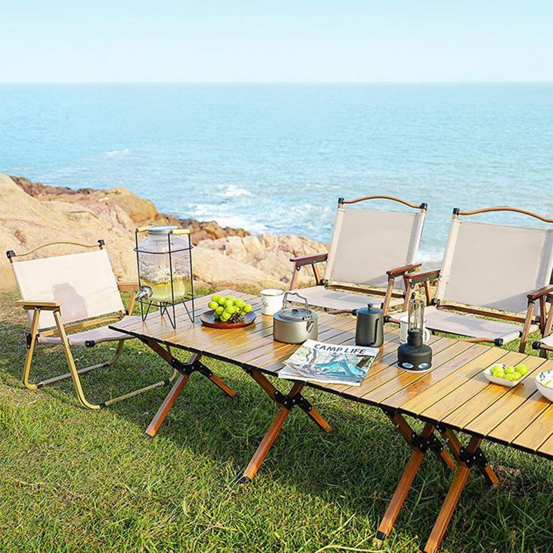 Modern Minimalist Square Fabric Carbon Steel Beech Wood Backrest Armrest Folding Chair For Outdoor | Bowlift