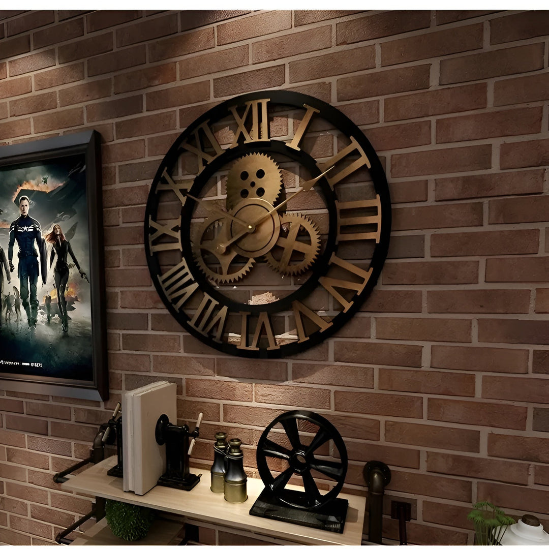 Wall clock in gear design – Industrial look for stylish wall decor | Bowlift