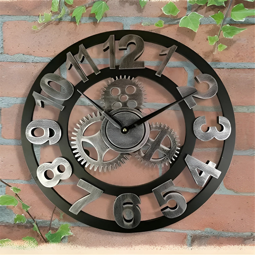 Wall clock in gear design – Industrial look for stylish wall decor | Bowlift