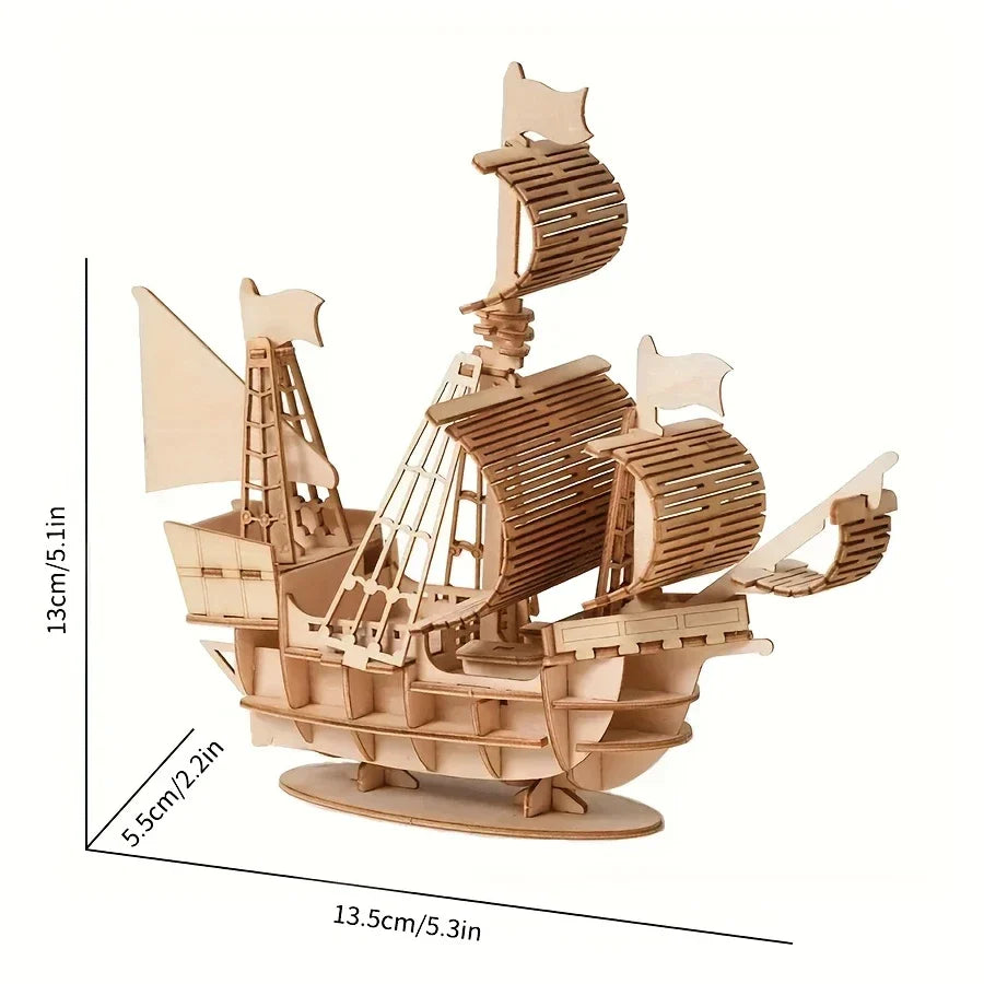 SailCraft 3D DIY Wooden Sailing Boat Puzzle Model – Decoration Set for Home and Office Bowlift