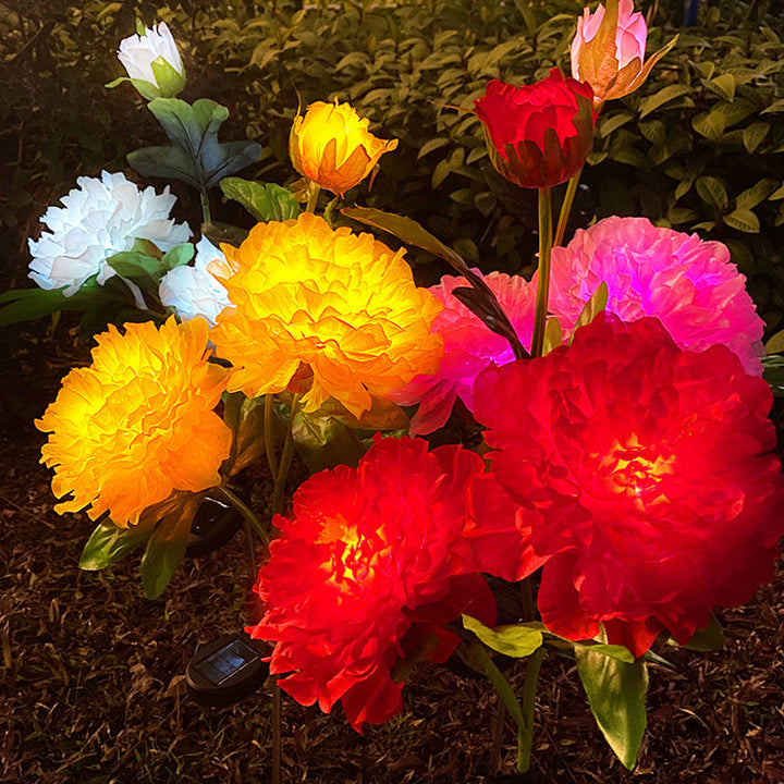 Contemporary Creative Solar Peony Flower LED Waterproof Lawn Landscape Insert Light For Outdoor Patio | Bowlift