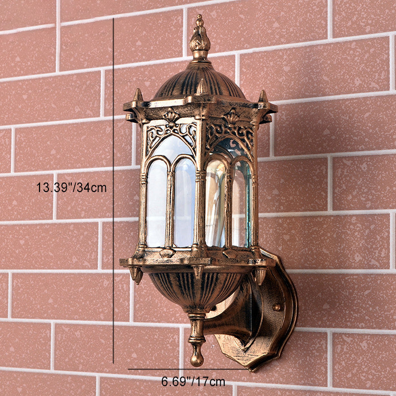 Traditional European Waterproof Cylinder Aluminum Glass 1-Light Wall Sconce Lamp For Garden | Bowlift