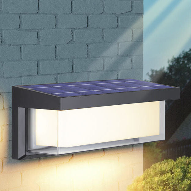 Modern Minimalist Solar Rectangle PC LED Outdoor Wall Sconce Lamp For Outdoor Patio | Bowlift