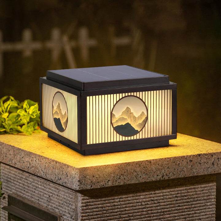 Modern Minimalist Solar Waterproof Square Aluminum Glass LED Post Head Light For Garden | Bowlift