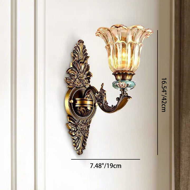 BowLift | FlorisLuxe European Wall Lamp | Blossom Design | 1-2 Flames | High-Quality Resin & Glass | Elegance for Living Room & Hallway