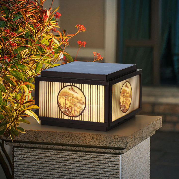 Modern Minimalist Solar Waterproof Square Aluminum Glass LED Post Head Light For Garden | Bowlift