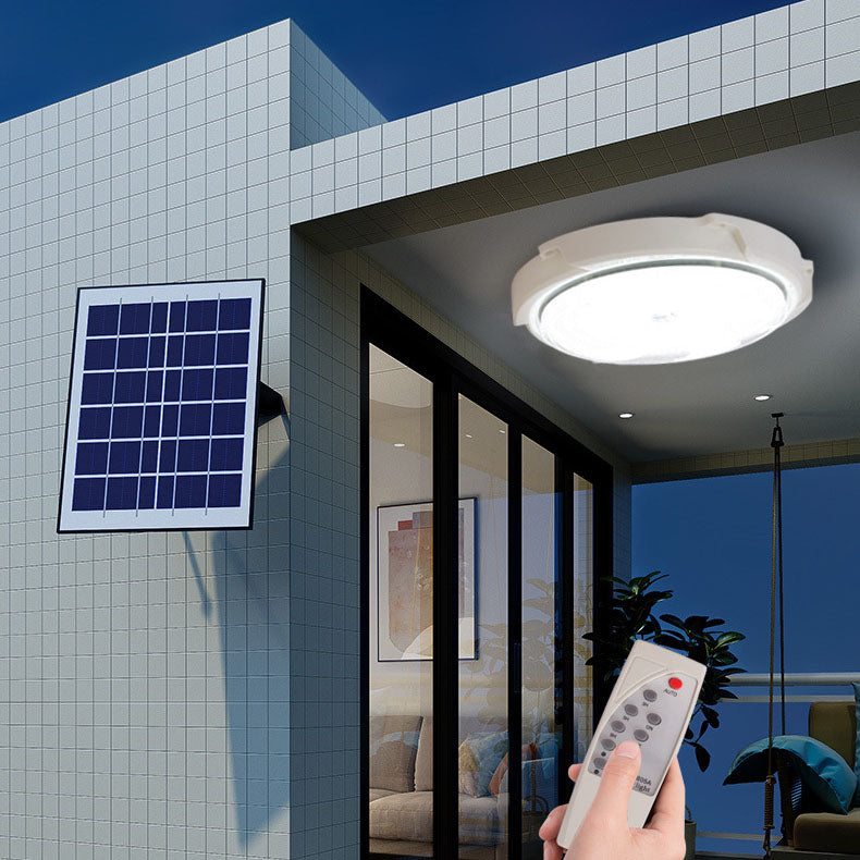 Modern Round Solar LED Remote Control Outdoor Indoor Flush Mount Lighting | Bowlift