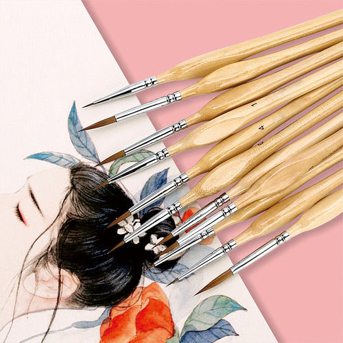BowLift | 11 Pcs Miniature Detail Paint Brush Set With Natural Wood Handle