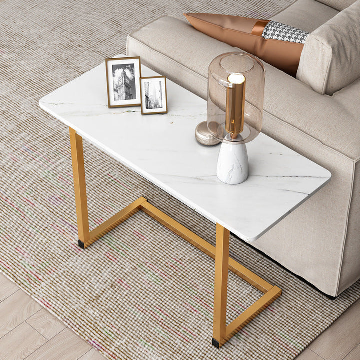 BowLift | ModernoCurve C-Side Table | MDF Tabletop | Modern Design | Space-saving | Perfect for Living Room & Bedroom