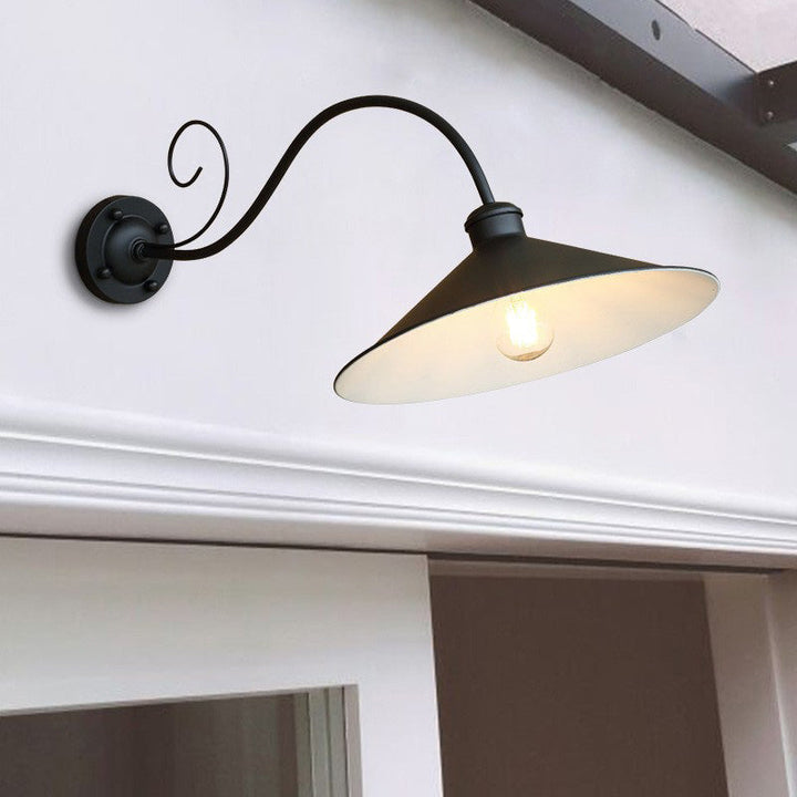 Contemporary Retro Waterproof Iron Round 1-Light Wall Sconce Lamp For Garden | Bowlift
