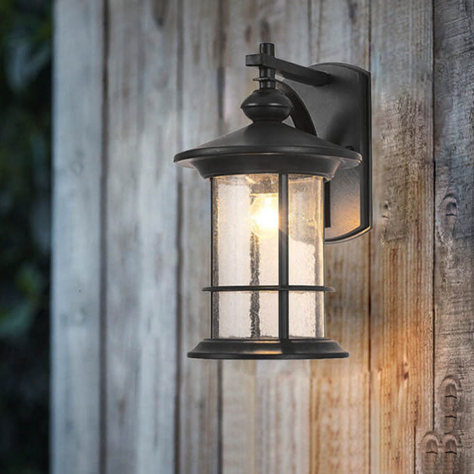 Industrial Vintage Bubble Glass Column 1-Light Outdoor Waterproof Wall Sconce Lamp | Bowlift