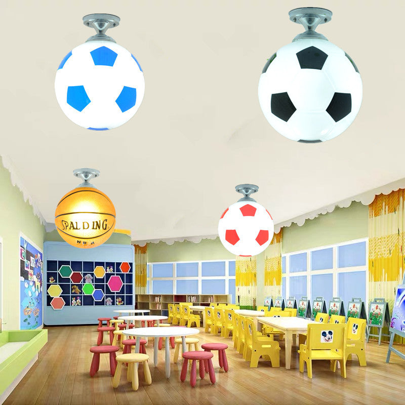 BowLift | SportLume Creative Ceiling Light | Basketball & Football Design | Semi-Mount | Glass Lamp