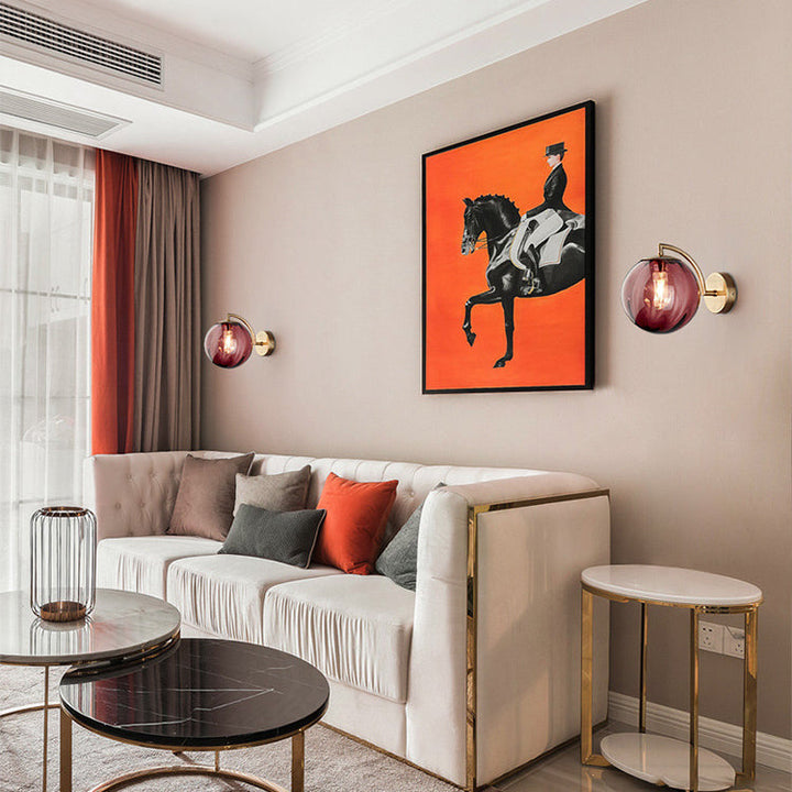 BowLift | Contemporary Scandinavian Round Ball Iron Glass 1-Light Wall Lamp for Living Room