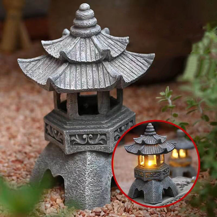 Retro Decorative Solar Tower Resin LED Outdoor Landscape Lighting | Bowlift