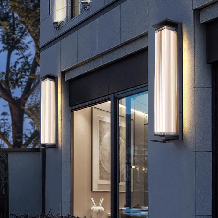 Modern Minimalist Waterproof Rectangular Stainless Steel Acrylic LED Wall Sconce Lamp For Outdoor Patio | Bowlift