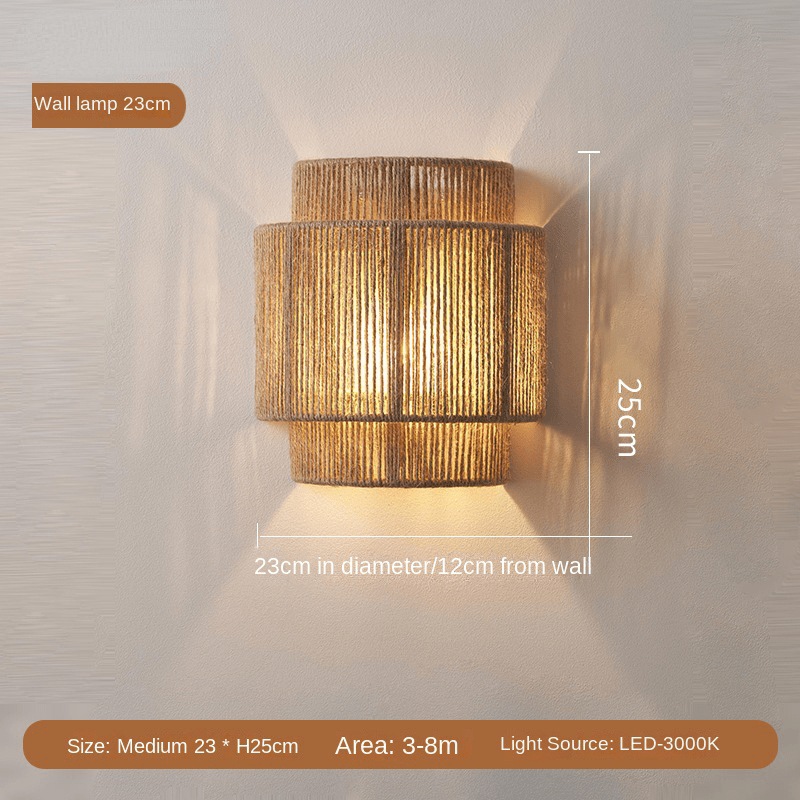 BowLift | HempLume - Vintage LED lamp - Bohemian Wicker - Natural touch