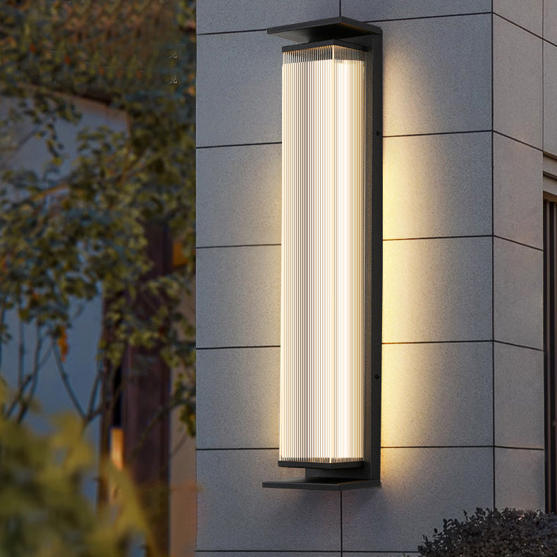 Modern Minimalist Waterproof Rectangular Stainless Steel Acrylic LED Wall Sconce Lamp For Outdoor Patio | Bowlift