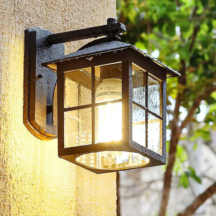 Modern Simplicity Waterproof Aluminum Square Glass Shade 1-Light Wall Sconce Lamp For Outdoor Patio | Bowlift