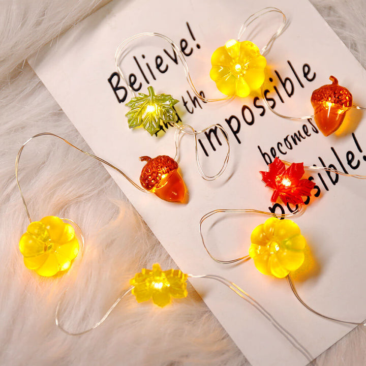 BowLift | Modern Thanksgiving Maple Acorn Pumpkin Decoration 30 LED String Lights