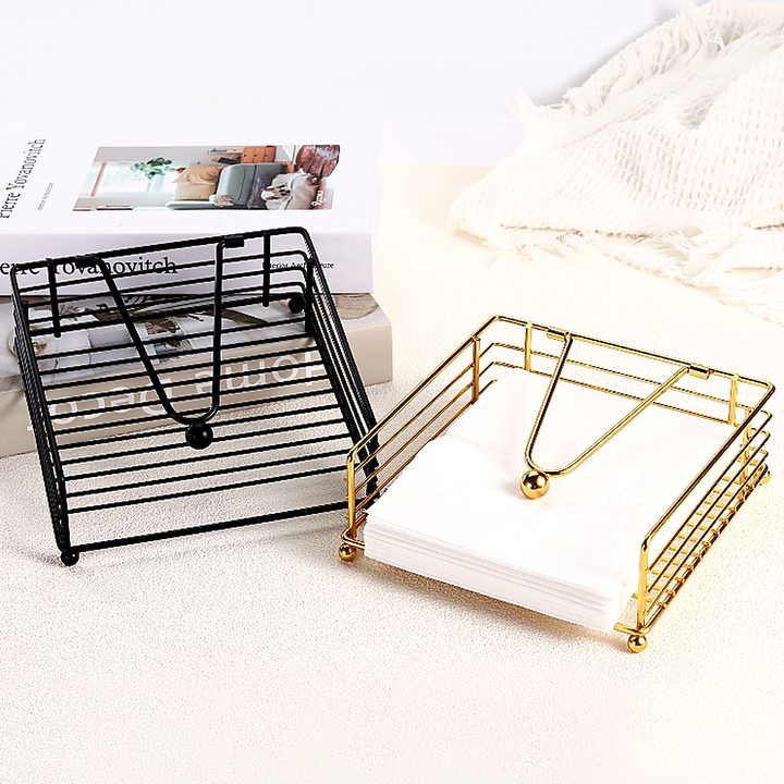Decorative Wire Napkin Holder with Tilted Dispensing Arm Bowlift