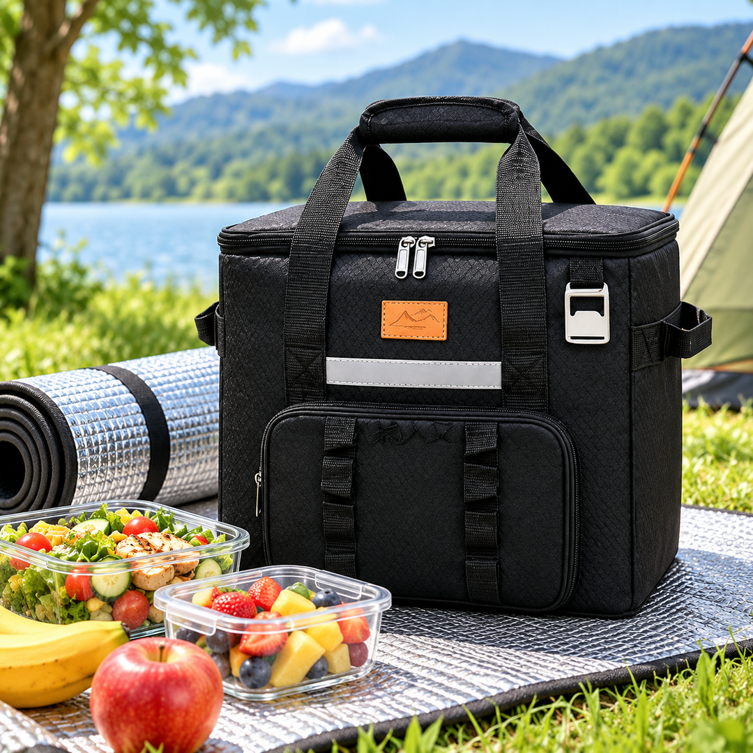 Insulated Soft-Sided Cooler Tote with Front Storage Pocket and Padded Handles Bowlift