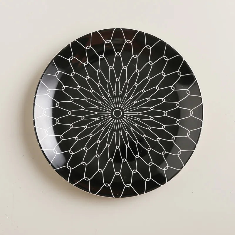 BowLift | Geometric Pattern Ceramic Dinner Plate Set