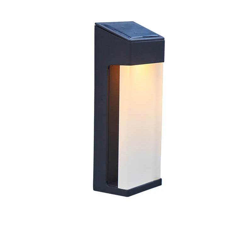 Solar Square Frosted Glass Waterproof Outdoor LED Wall Sconce Lamp | Bowlift