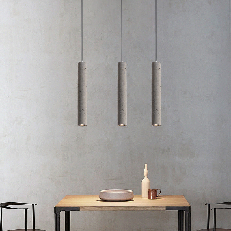 BowLift | StoneCast Industrial Cylinder Pendant Light made of Concrete | 1 Light | Smooth or Rough Surface