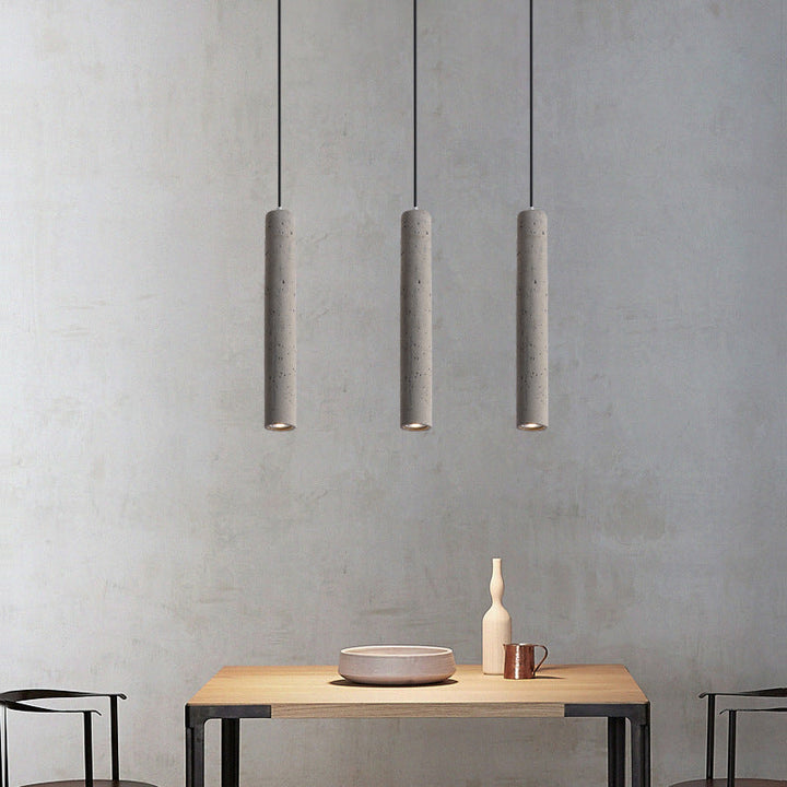 BowLift | StoneCast Industrial Cylinder Pendant Light made of Concrete | 1 Light | Smooth or Rough Surface