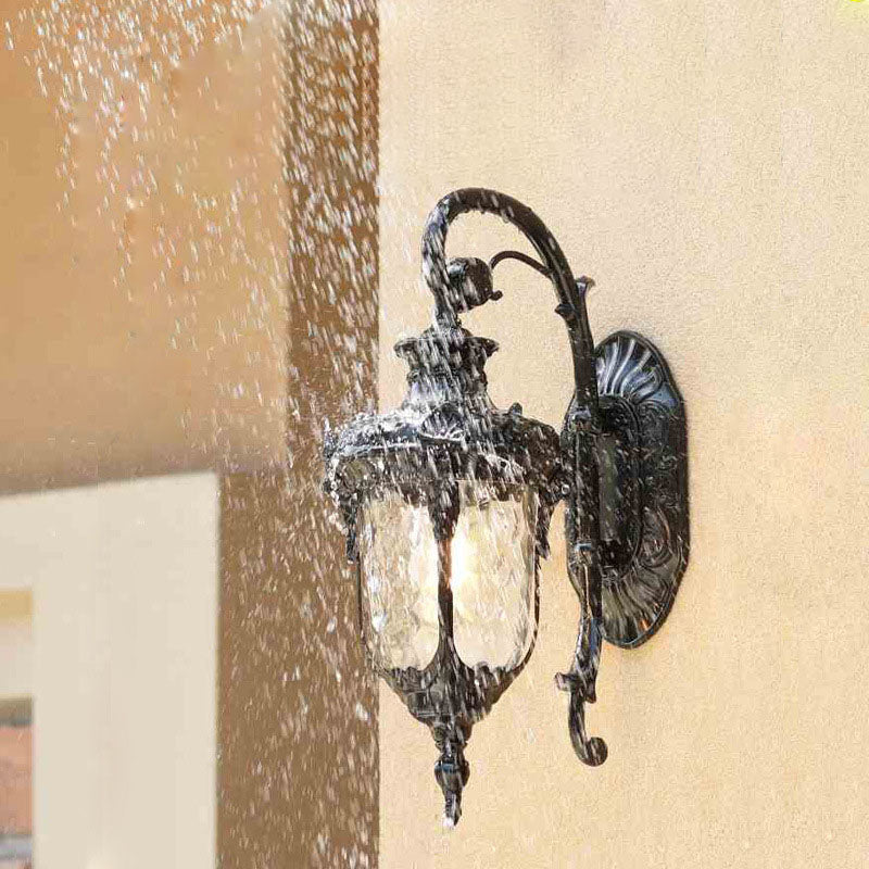 Traditional European Cylinder Lantern Aluminum Glass 1-Light Outdoor Wall Sconce Lamp For Outdoor Patio | Bowlift