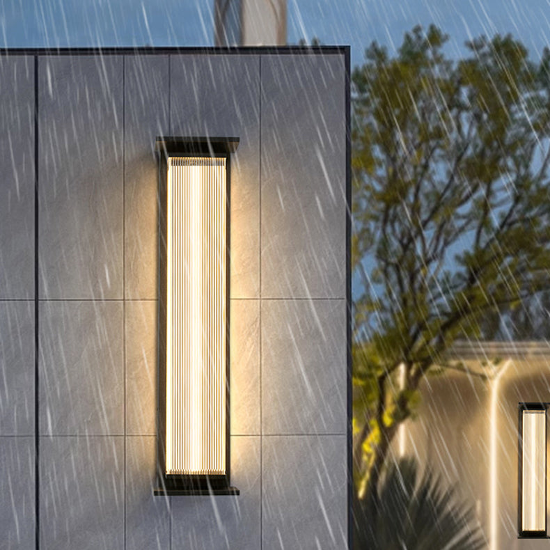 Modern Minimalist Waterproof Rectangular Stainless Steel Acrylic LED Wall Sconce Lamp For Outdoor Patio | Bowlift
