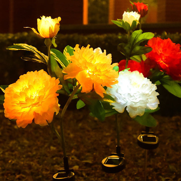 Contemporary Creative Solar Peony Flower LED Waterproof Lawn Landscape Insert Light For Outdoor Patio | Bowlift
