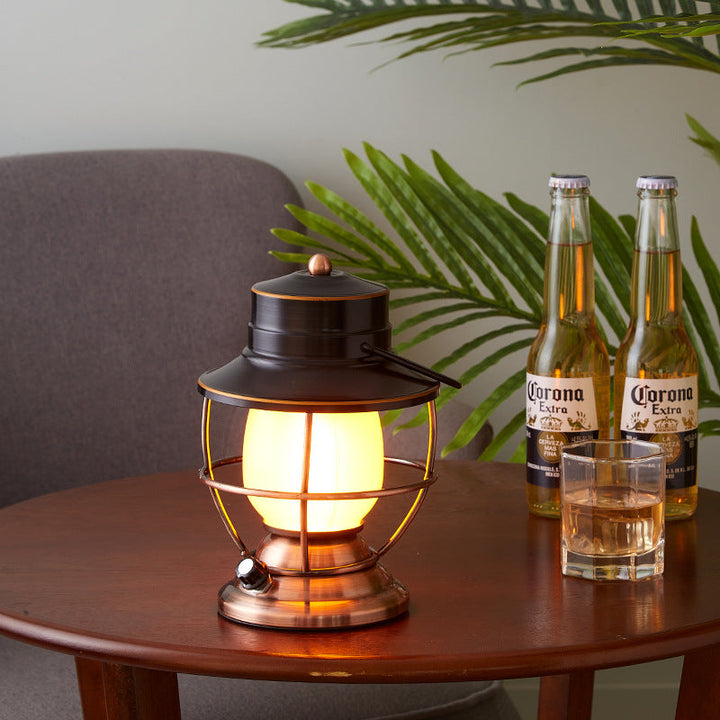 Traditional Farmhouse Waterproof Rechargeable Iron Acrylic Cylinder LED Table Lamp For Entertainment Room | Bowlift