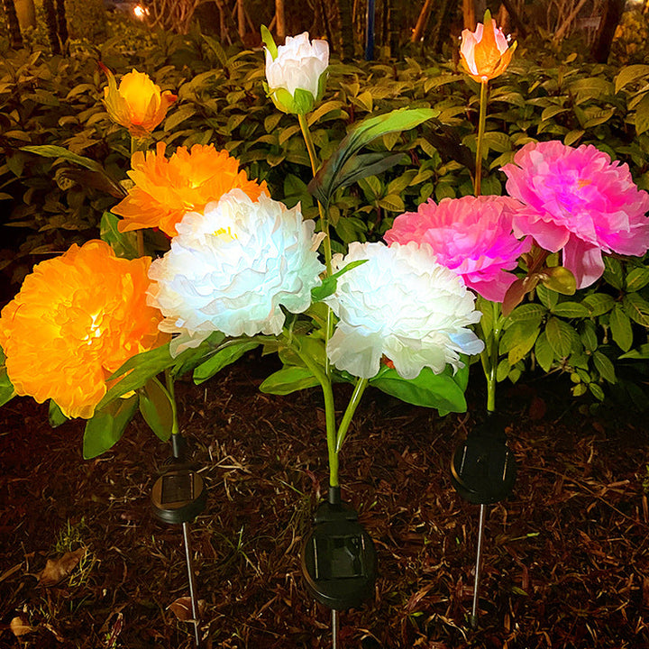 Contemporary Creative Solar Peony Flower LED Waterproof Lawn Landscape Insert Light For Outdoor Patio | Bowlift