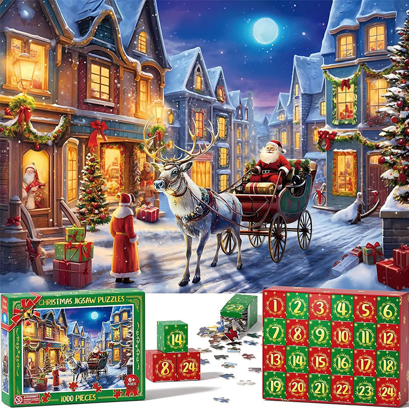 BowLift | 1000PCS Christmas Jigsaw Puzzles Advent Calendar  - Christmas Gift
