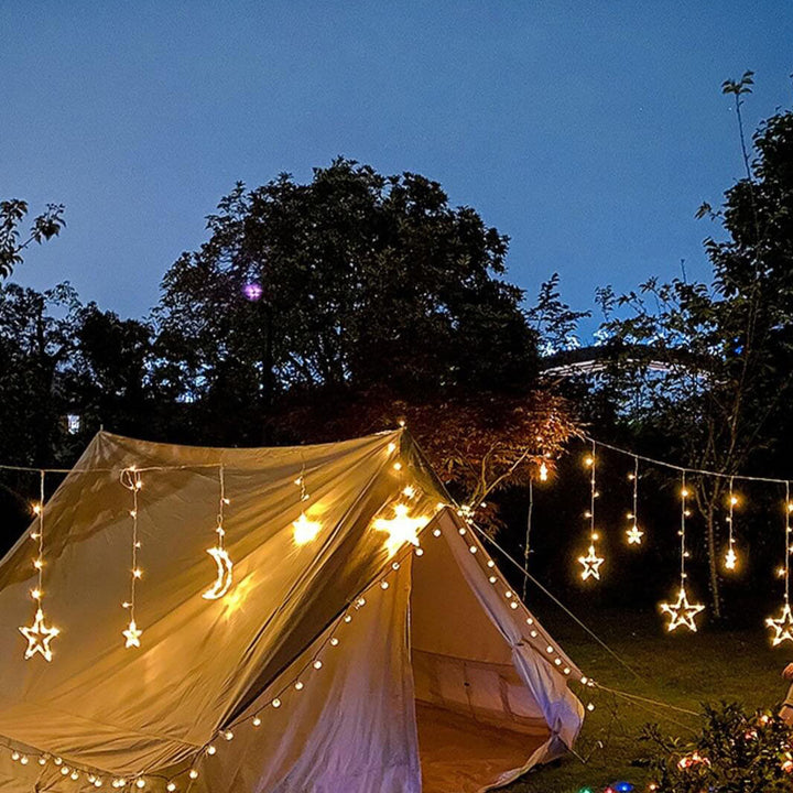BowLift | LED Solar Star Moon Curtain Light  Christmas Outdoor Patio Decorative Camping String Lights