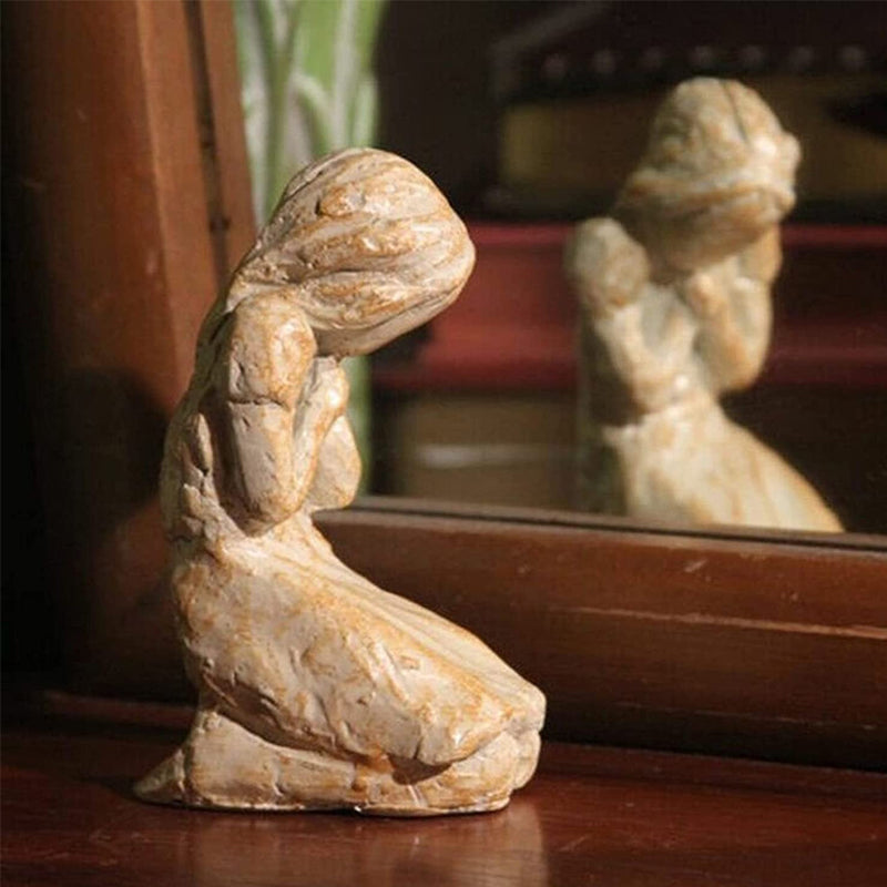 BowLift | Sweet Hour of Prayer, beautiful hand-cast inspiring sculpture of a praying woman