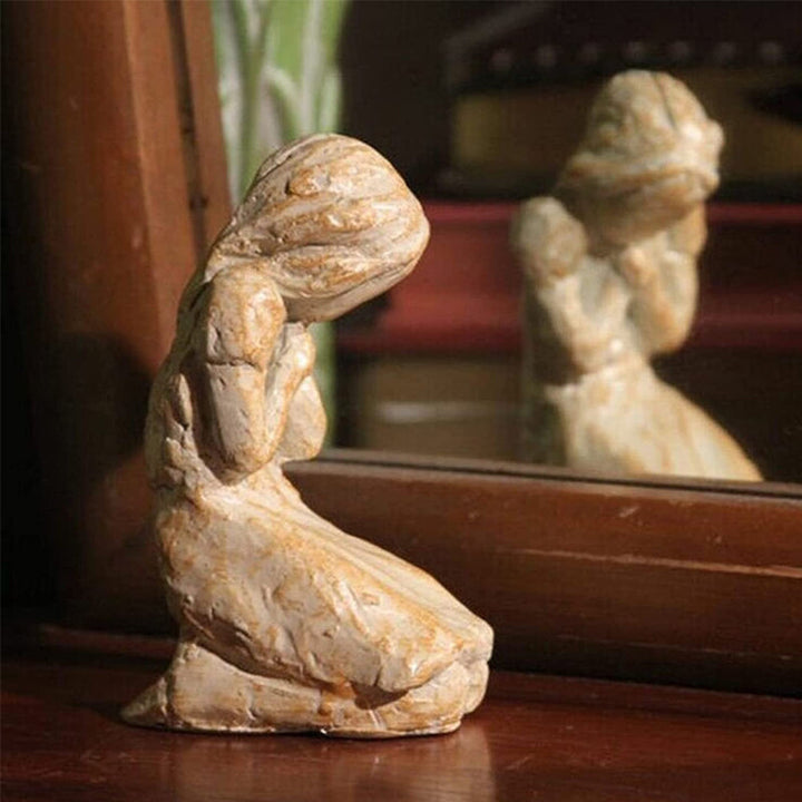 BowLift | Sweet Hour of Prayer, beautiful hand-cast inspiring sculpture of a praying woman