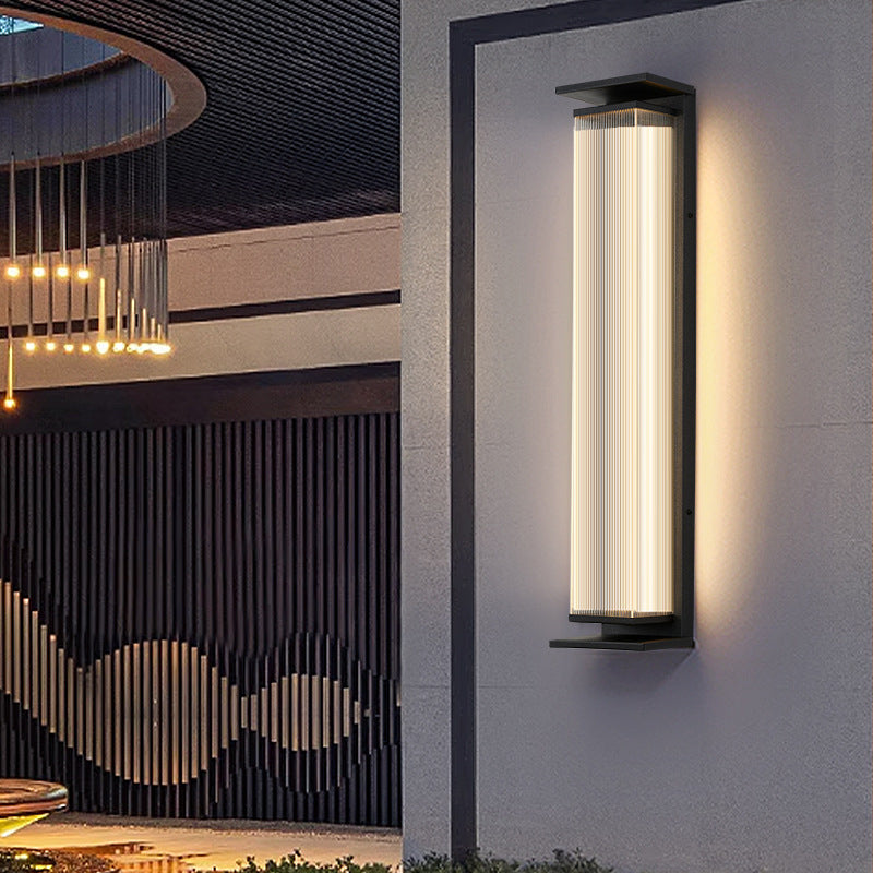 Modern Minimalist Waterproof Rectangular Stainless Steel Acrylic LED Wall Sconce Lamp For Outdoor Patio | Bowlift
