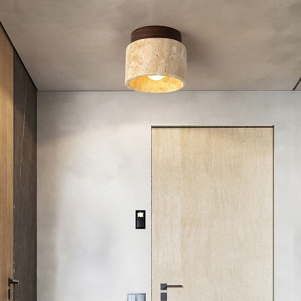 BowLift | Ceiling Light Wood Cylinder Flush Mount Fixture