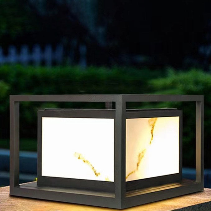 Modern Solar Square Chinese Outdoor Column Head Light LED Lawn Landscape Light | Bowlift