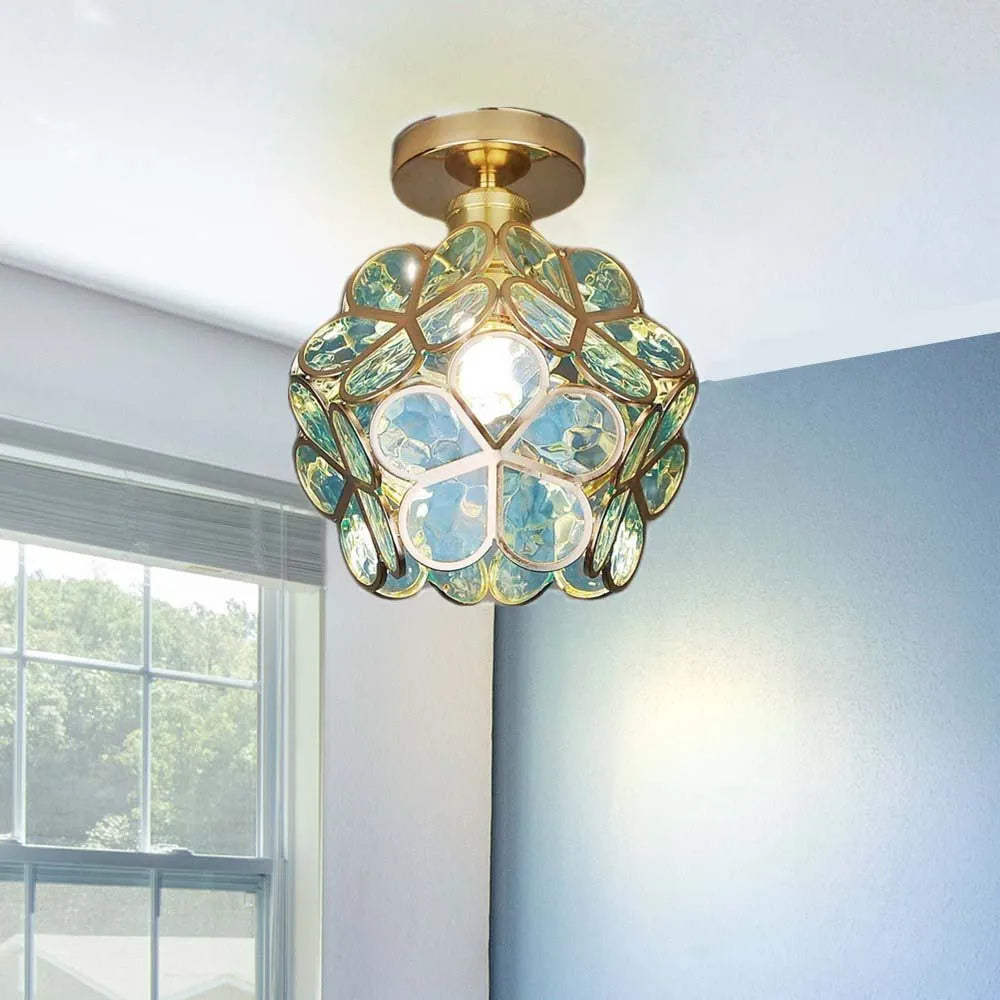 Artistic Glass Ceiling Lamp with Floral Pattern - FlowerHall | Bowlift